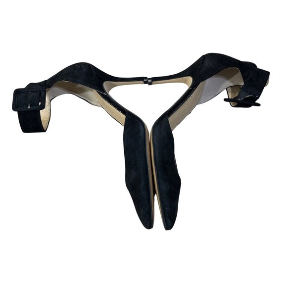 Audrey Brooke Hylda Black Size 6 Suede Pump Heel Ankle Buckle Strap - Picture 7 of 11